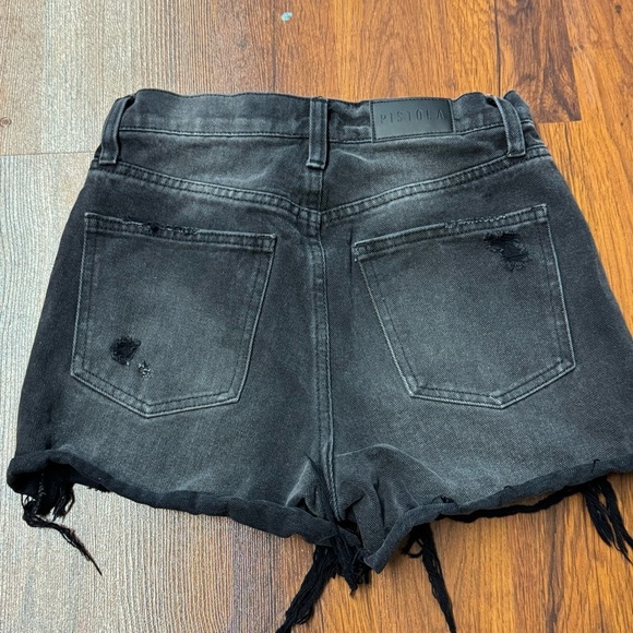 Pistola Black High Rise Distressed Jean Shorts Size 24 - Picture 2 of 7
